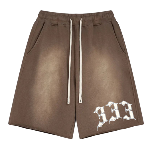 Brown 333 Embroidered Sweatshorts