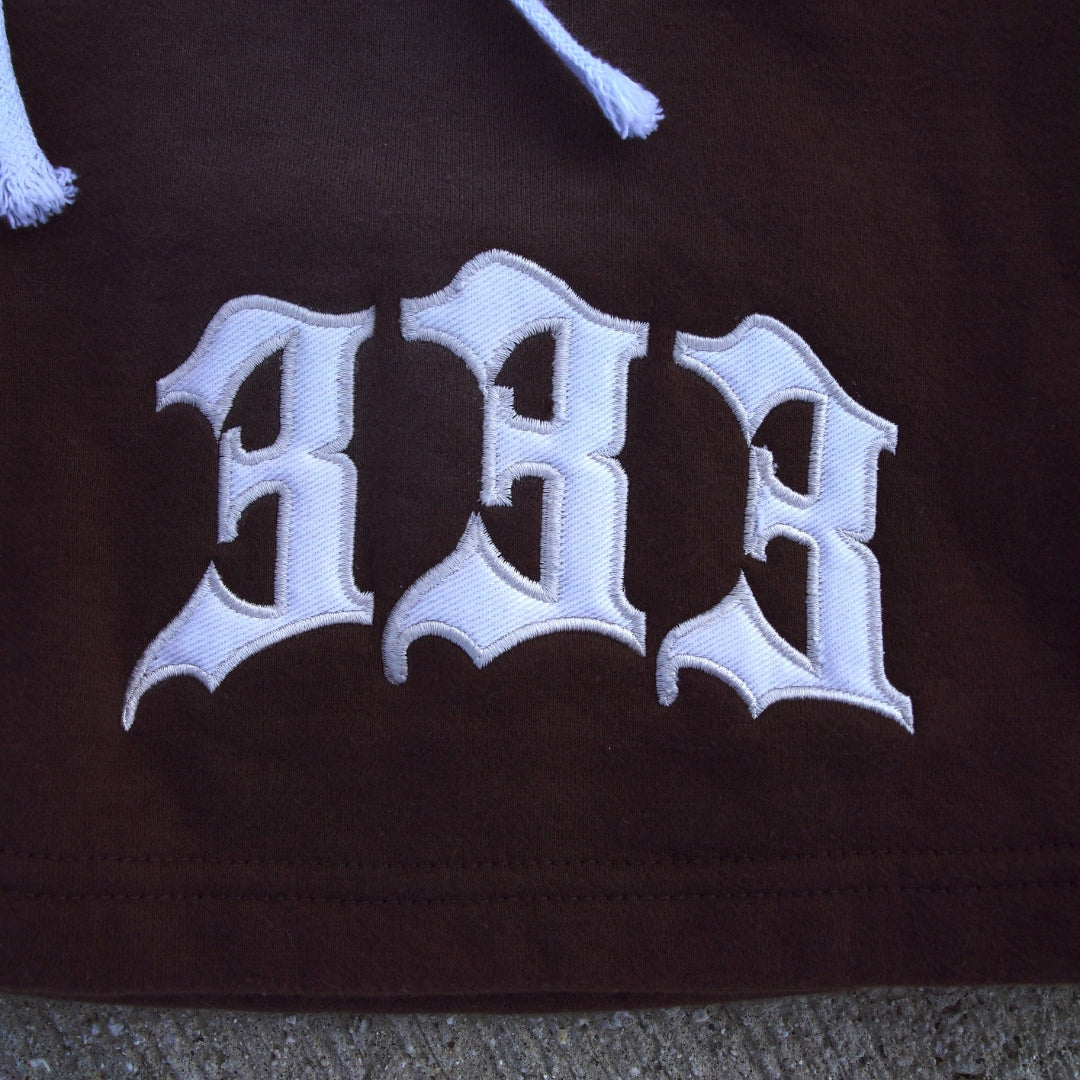 Brown 333 Embroidered Sweatshorts