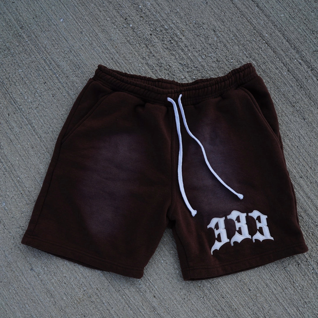 Brown 333 Embroidered Sweatshorts